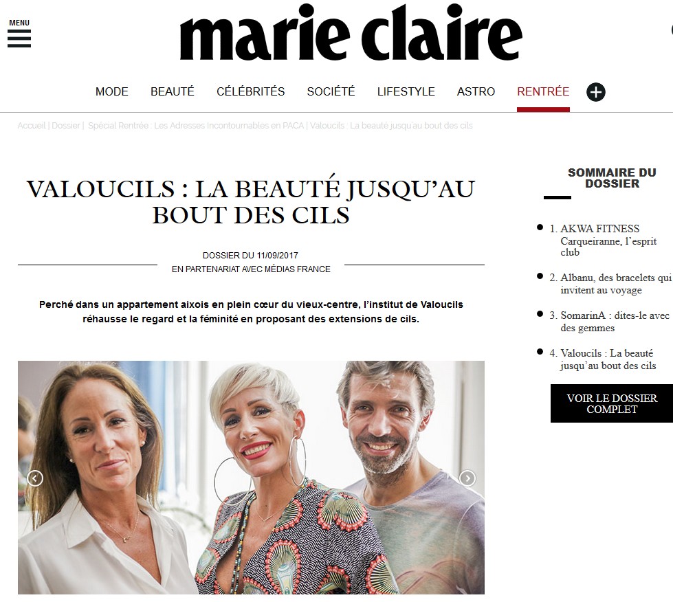 VALOUCILS : paru dans MARIE CLAIRE